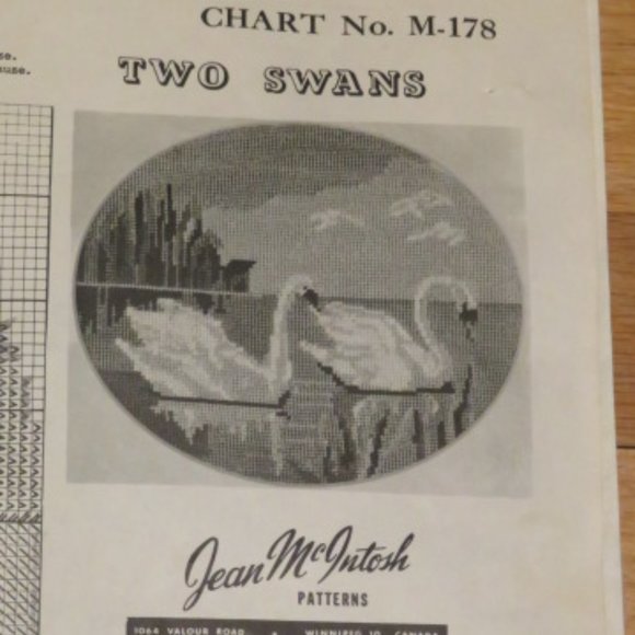 Jean McINTOSH Two SWANS M-178 Petit Point Pattern Vintage (#926) - Picture 3 of 6